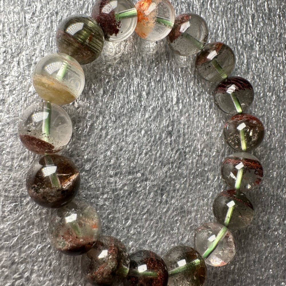 High Quality 11MM Garden/Phantom Quartz Natural Crystal Bracelet